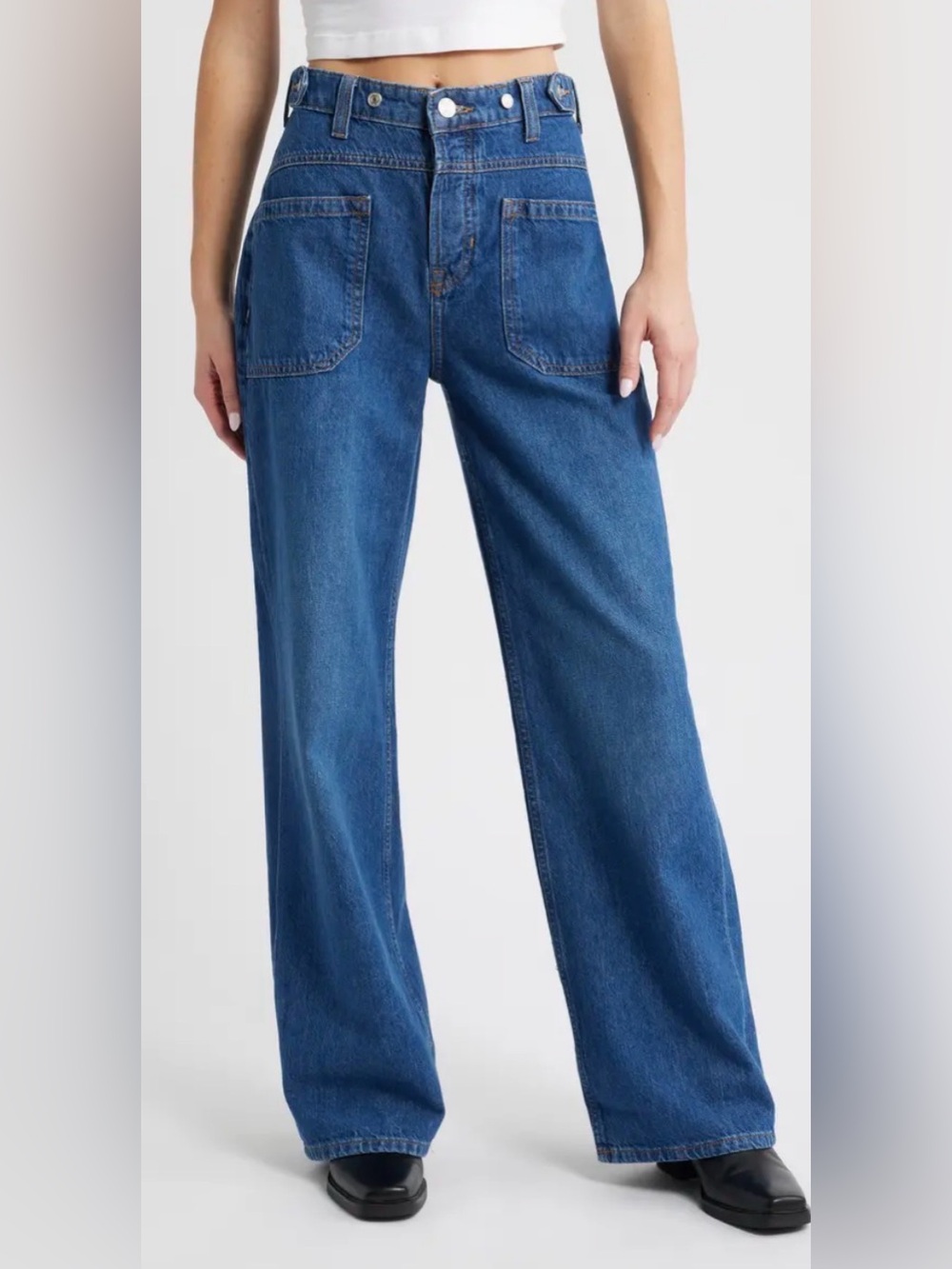We The Free Palmer Baggy Denim. Very GUC Size 28 Lighter Blue 100% Cotton - Picture 2 of 7